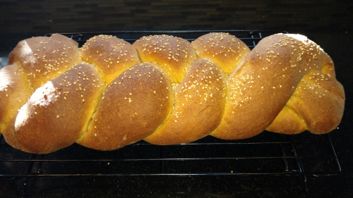 {image: Challah from the oven}