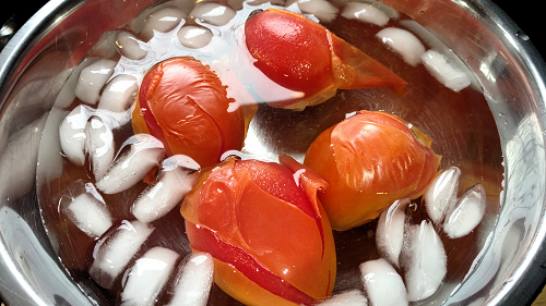 {image: tomato sashimi - tomato ice bath}