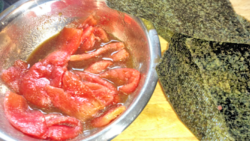 {image: tomato sashimi - begin marinating}