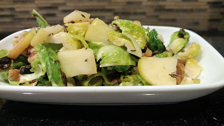 Toasted Brussels Sprout Salad with Apples and Walnuts